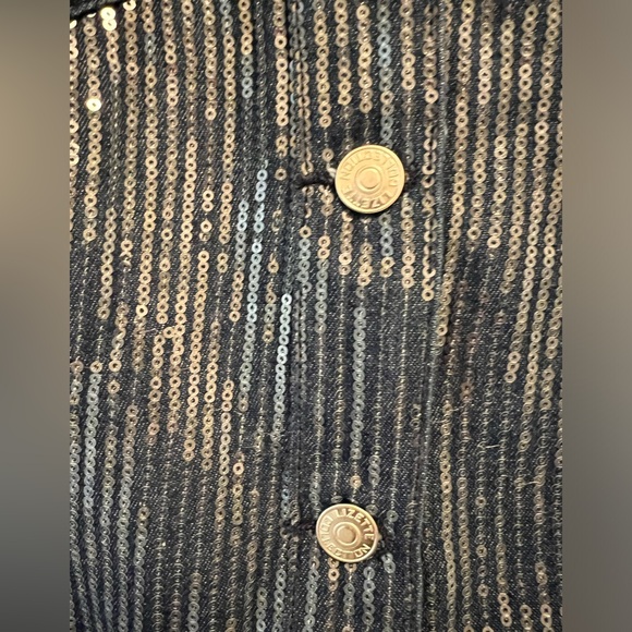 L | C Collection Blue Denim Long Sleeve Sequence Shirt - Picture 5 of 6